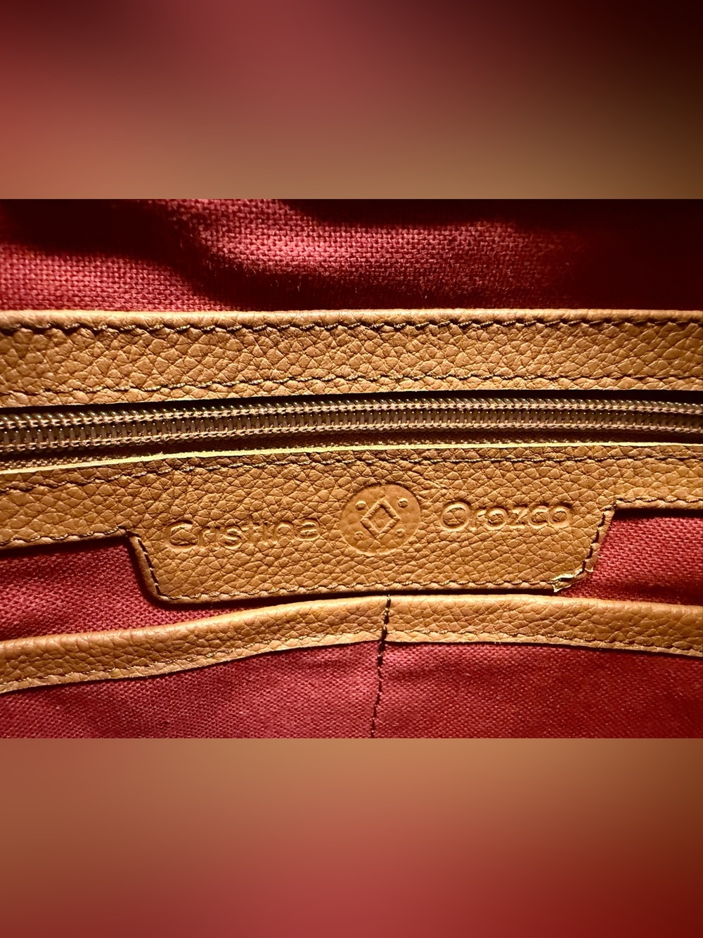 Cristina OROZCO Red Pebbled Leather Backpack Sling Festival Boho Quiet Luxury - Picture 6 of 10